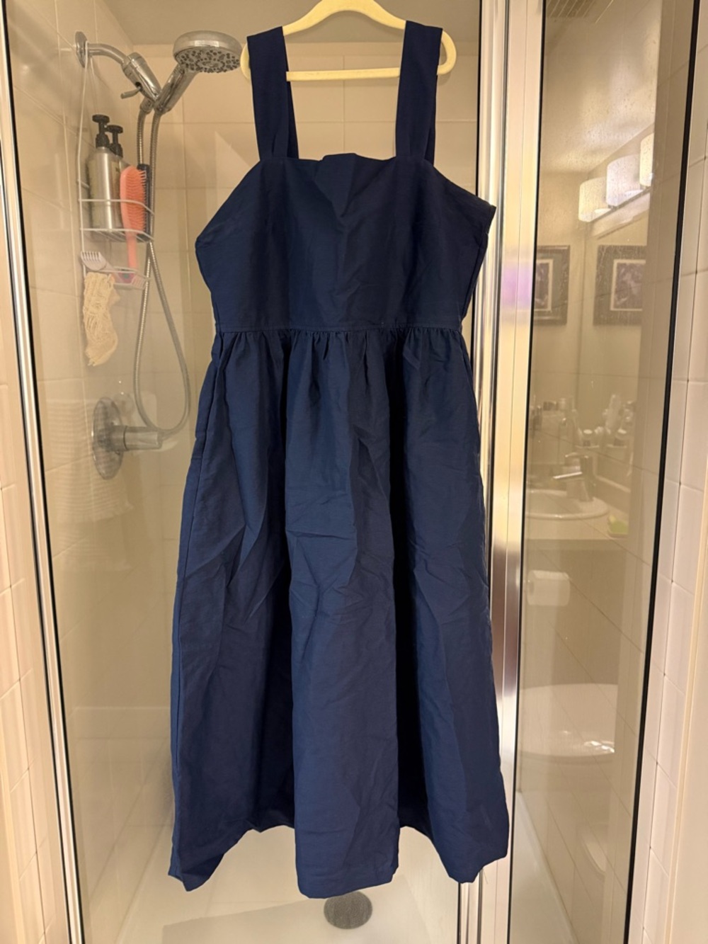 Treasure & Bond Navy Square-Neck Midi Dress